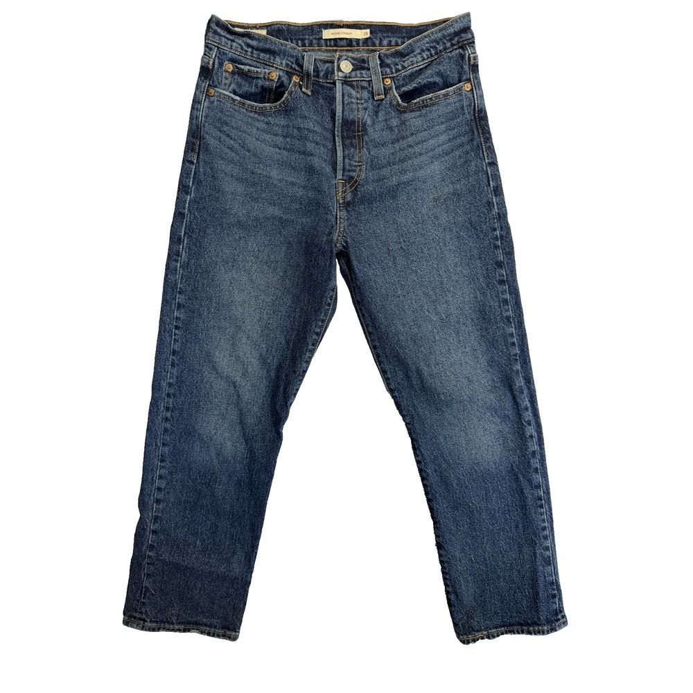 Levis Premium Wedgie Straight Jeans Womens High Rise Boho Button Fly Size 28